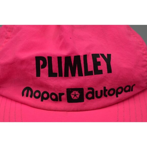 Plimley Mopar Autopar Neon Pink Adjustable Snapback Hat Vtg 100% Nylon - Picture 2 of 9